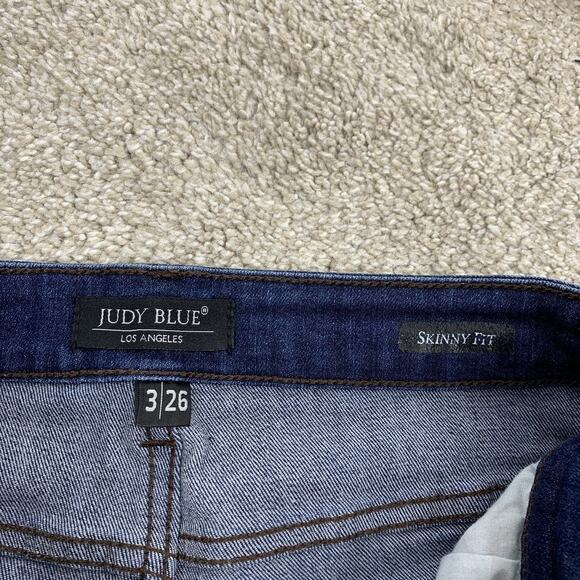 Judy Blue Skinny Fit Jeans Size 3/26 Frayed Hems Blue Women 27" Inseam 42-15 - Picture 5 of 10